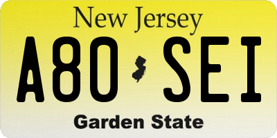 NJ license plate A80SEI