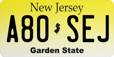 NJ license plate A80SEJ