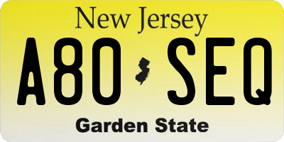 NJ license plate A80SEQ