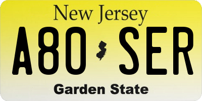 NJ license plate A80SER