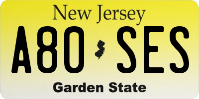 NJ license plate A80SES