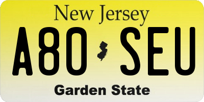 NJ license plate A80SEU