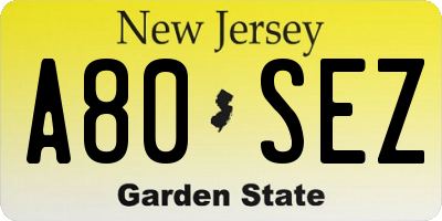 NJ license plate A80SEZ