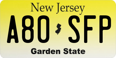 NJ license plate A80SFP