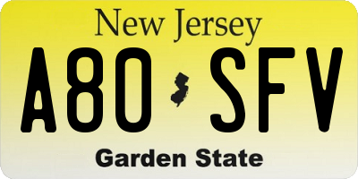 NJ license plate A80SFV