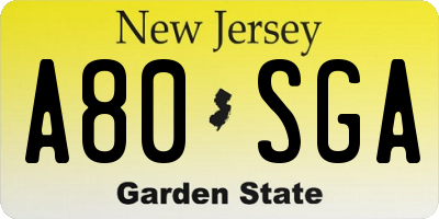 NJ license plate A80SGA