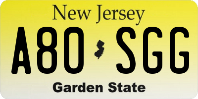 NJ license plate A80SGG