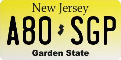 NJ license plate A80SGP