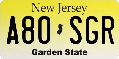 NJ license plate A80SGR