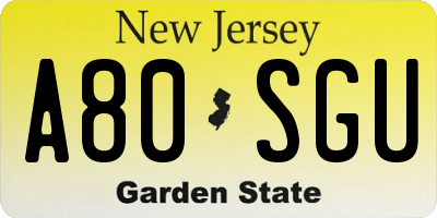 NJ license plate A80SGU