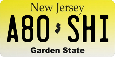 NJ license plate A80SHI