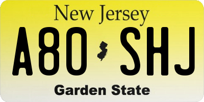 NJ license plate A80SHJ