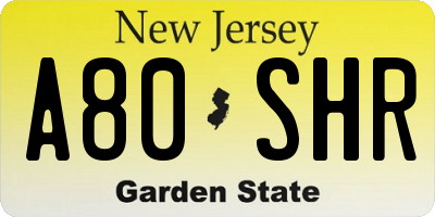 NJ license plate A80SHR