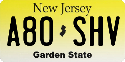 NJ license plate A80SHV