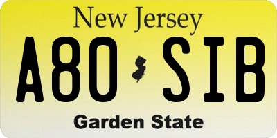 NJ license plate A80SIB