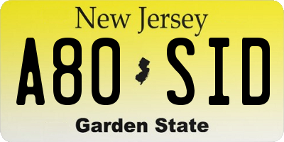 NJ license plate A80SID