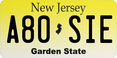 NJ license plate A80SIE