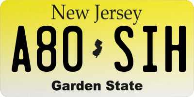 NJ license plate A80SIH
