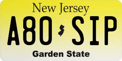 NJ license plate A80SIP