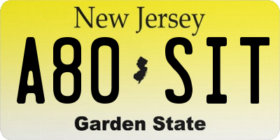 NJ license plate A80SIT