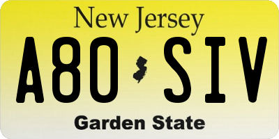 NJ license plate A80SIV