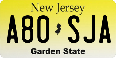 NJ license plate A80SJA