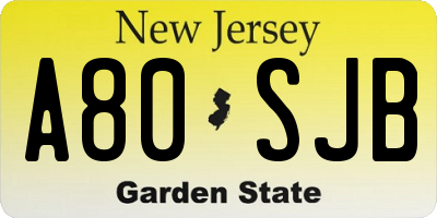 NJ license plate A80SJB