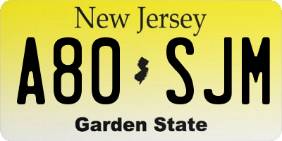 NJ license plate A80SJM