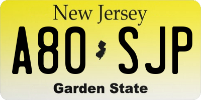 NJ license plate A80SJP