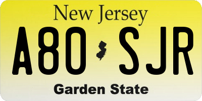 NJ license plate A80SJR