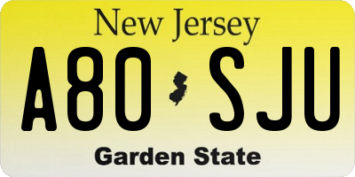 NJ license plate A80SJU