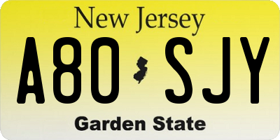 NJ license plate A80SJY