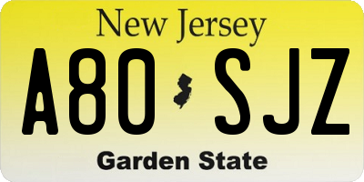 NJ license plate A80SJZ
