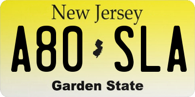 NJ license plate A80SLA