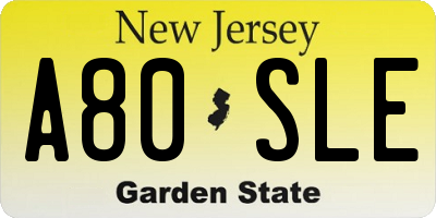 NJ license plate A80SLE