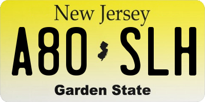 NJ license plate A80SLH