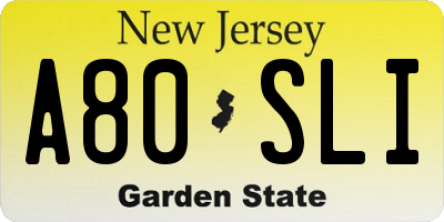 NJ license plate A80SLI