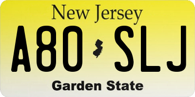 NJ license plate A80SLJ