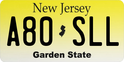 NJ license plate A80SLL