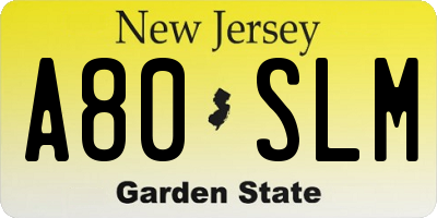 NJ license plate A80SLM