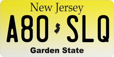 NJ license plate A80SLQ