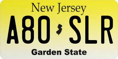 NJ license plate A80SLR