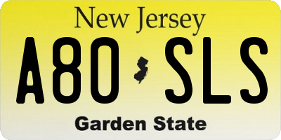 NJ license plate A80SLS