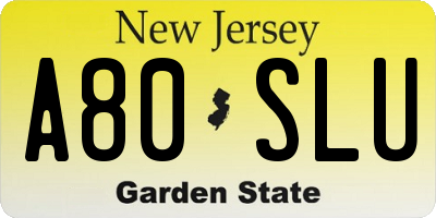 NJ license plate A80SLU