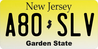 NJ license plate A80SLV