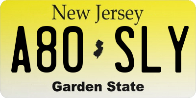 NJ license plate A80SLY
