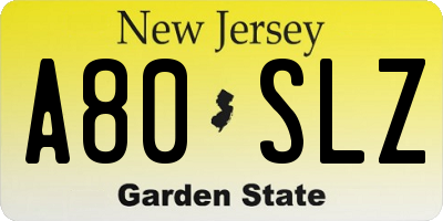 NJ license plate A80SLZ