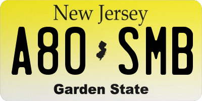 NJ license plate A80SMB