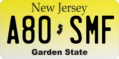 NJ license plate A80SMF