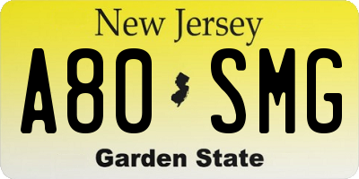 NJ license plate A80SMG